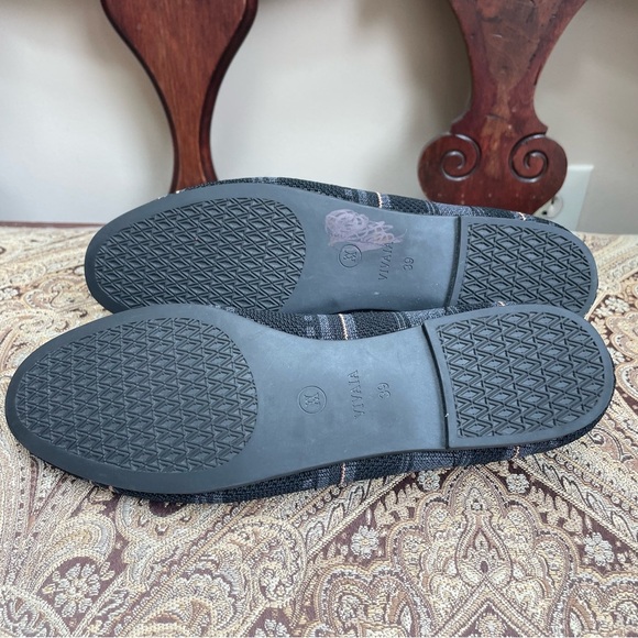 Vivaia Round Toe Striped Loafers Shoes Slip On Comfortable Washable Gray Size 8 - Picture 13 of 14